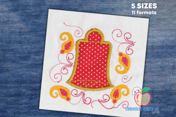 Bell with Floral Design Applique: A Charming Touch for Personalized Gifts