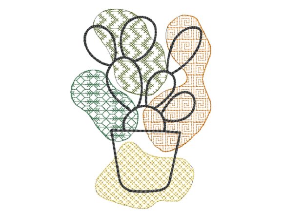 Cactus Line Art: A Minimalist Embroidery Design for Business Branding