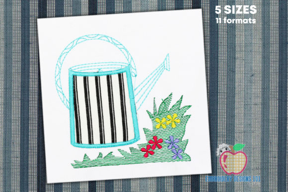 Garden Watering Jug Applique: A Fresh Touch for Boutique Apparel