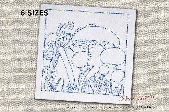 Mushroom Plant Redwork: A Charming Embroidery Choice for Personalized Gifts
