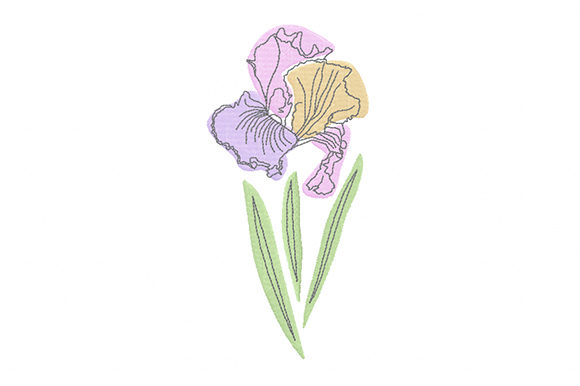Pastel Iris Flower: A Seasonal Embroidery Gem